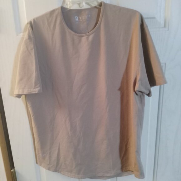 BYLT Premium Basics Men's Drop Cut Lux Short Sleeve Shirt XL Sand - Picture 2 of 8